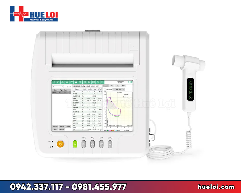 Máy đo phế dung kế (phế rung kế) Contec SP100B – Máy đo chức năng hô hấp để bàn đo hơn 100 thông số